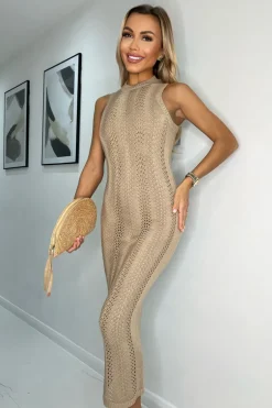 Biscuit Sleeveless Crochet Midi Dress