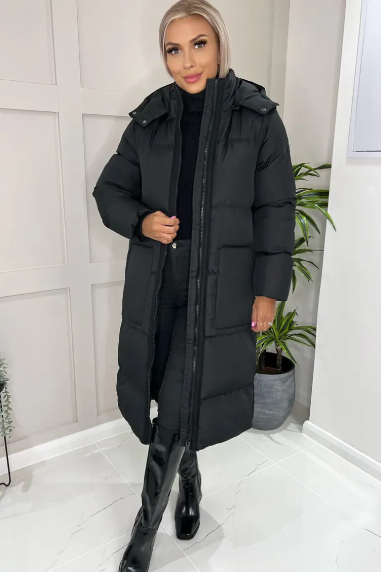 Black 2 in 1 Puffer Coat With Detachable Sleeves