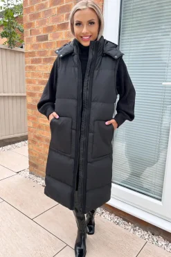 Black 2 in 1 Puffer Coat With Detachable Sleeves