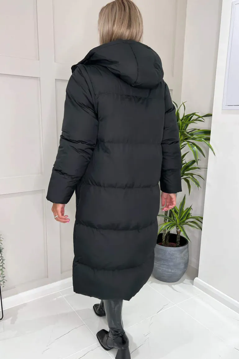 Black 2 in 1 Puffer Coat With Detachable Sleeves