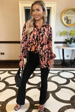 Black Abstract Print Long Sleeved Shirt