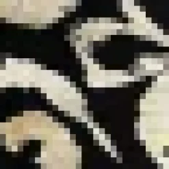 Black And Cream Abstract Print 3/4 Sleeves Waist Side Tie Mini Dress