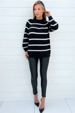 Black And Cream Oversized Stripe Knit Jumper