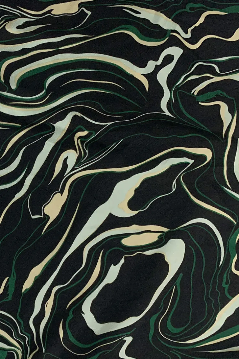 Black And Green 2 in 1 Marble Print Wrap Dress