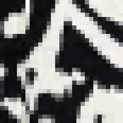 Black And White Abstract Print Racer Neck Frill Hem Midi Dress