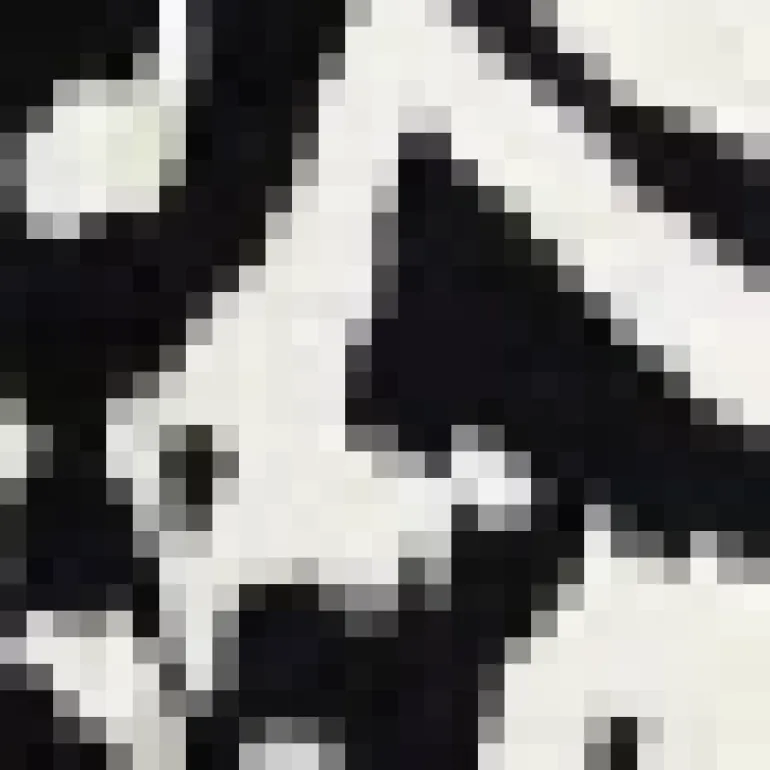 Black And White Abstract Print Racer Neck Frill Hem Midi Dress