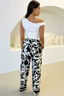 Black And White Abstract Printed Trousers