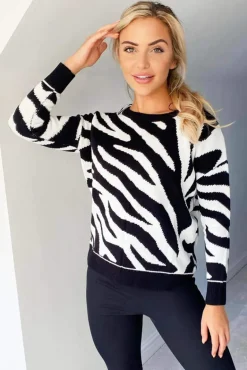 Black And White Zebra Knitted Jumper