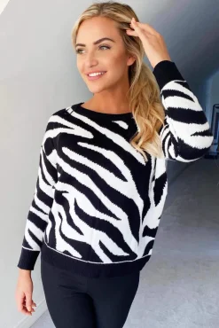 Black And White Zebra Knitted Jumper