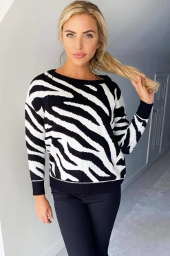 Black And White Zebra Knitted Jumper