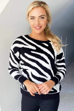Black And White Zebra Knitted Jumper