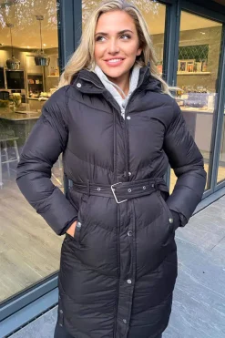 Black Belted Long Puffer Coat