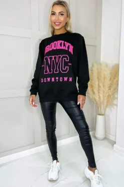 Black Brooklyn Slogan Sweatshirt