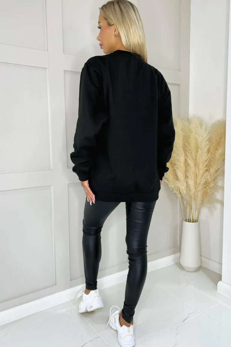 Black Brooklyn Slogan Sweatshirt