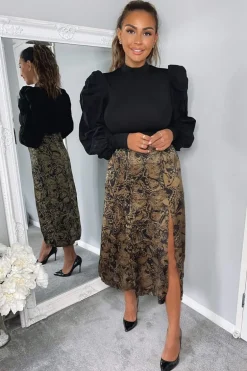 Black Butterfly Printed Skirt 2 in 1 Midi Dress