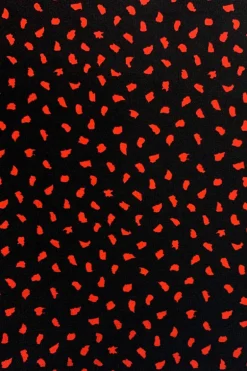 Black Dotty Puff Sleeve Pleated Skater Dress