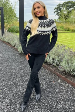 Black Fairisle Knitted Jumper
