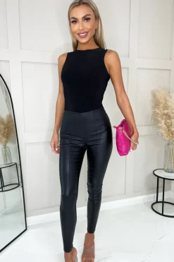 Black Faux Leather High Waist Leggings