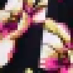 Black Floral Print Gathered Midi Dress With Shoulder Pads