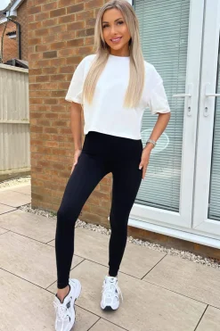 Black High Rise Ribbed Active Leggings