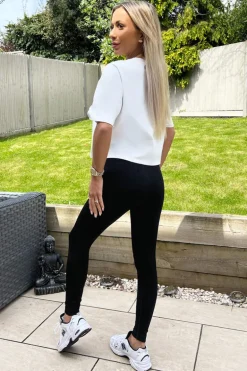 Black High Rise Ribbed Active Leggings