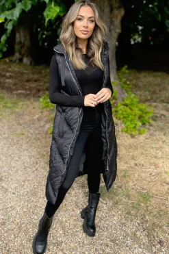 Black Hooded Puffer Gilet