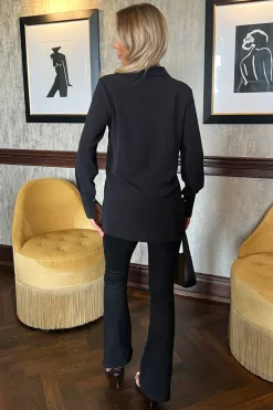 Black Long Sleeve Gold Button Shirt