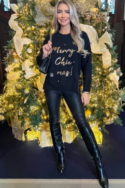 Black Merry Chic-mas Sequin Knit Jumper