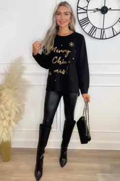 Black Merry Chic-mas Sequin Knit Jumper