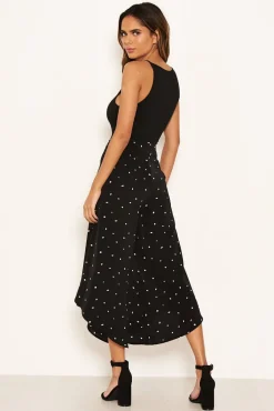Black Polka Dot Culotte Flared Trousers