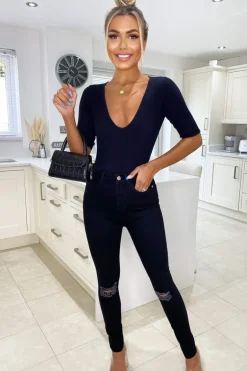 Black Ripped Knee Skinny Jeans