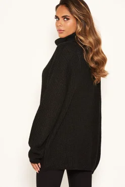Black Roll Neck Knit Jumper