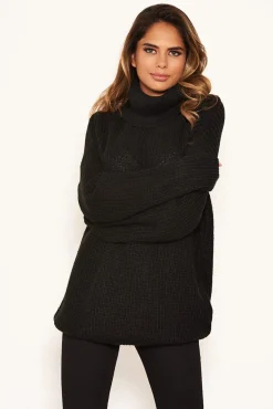 Black Roll Neck Knit Jumper