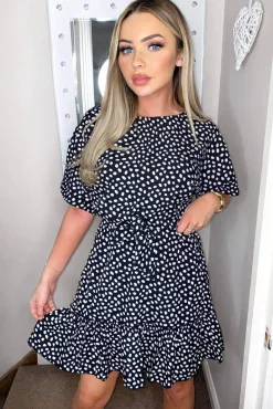 Black Spot Print Day Dress