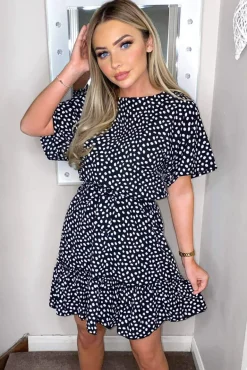 Black Spot Print Day Dress