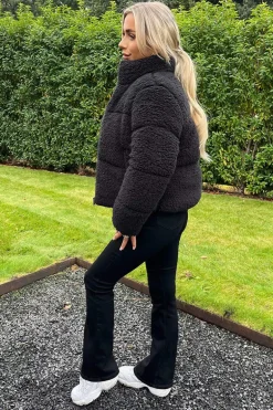 Black Teddy Panelled Short Coat