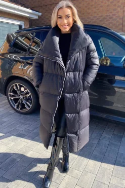 Black Wrap Puffer Coat