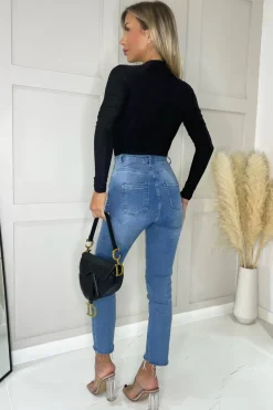 Black Wrap Top Long Sleeve Slinky Bodysuit