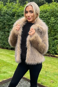 Brown Faux Fur Short Jacket