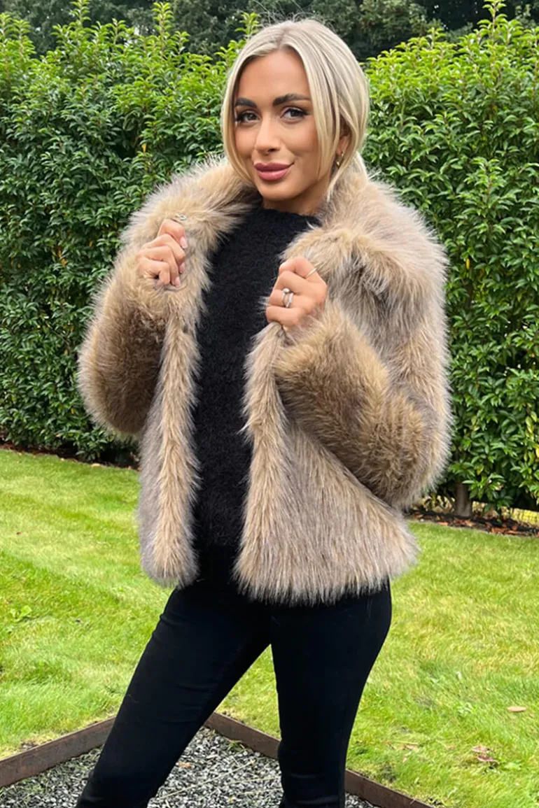 Brown Faux Fur Short Jacket