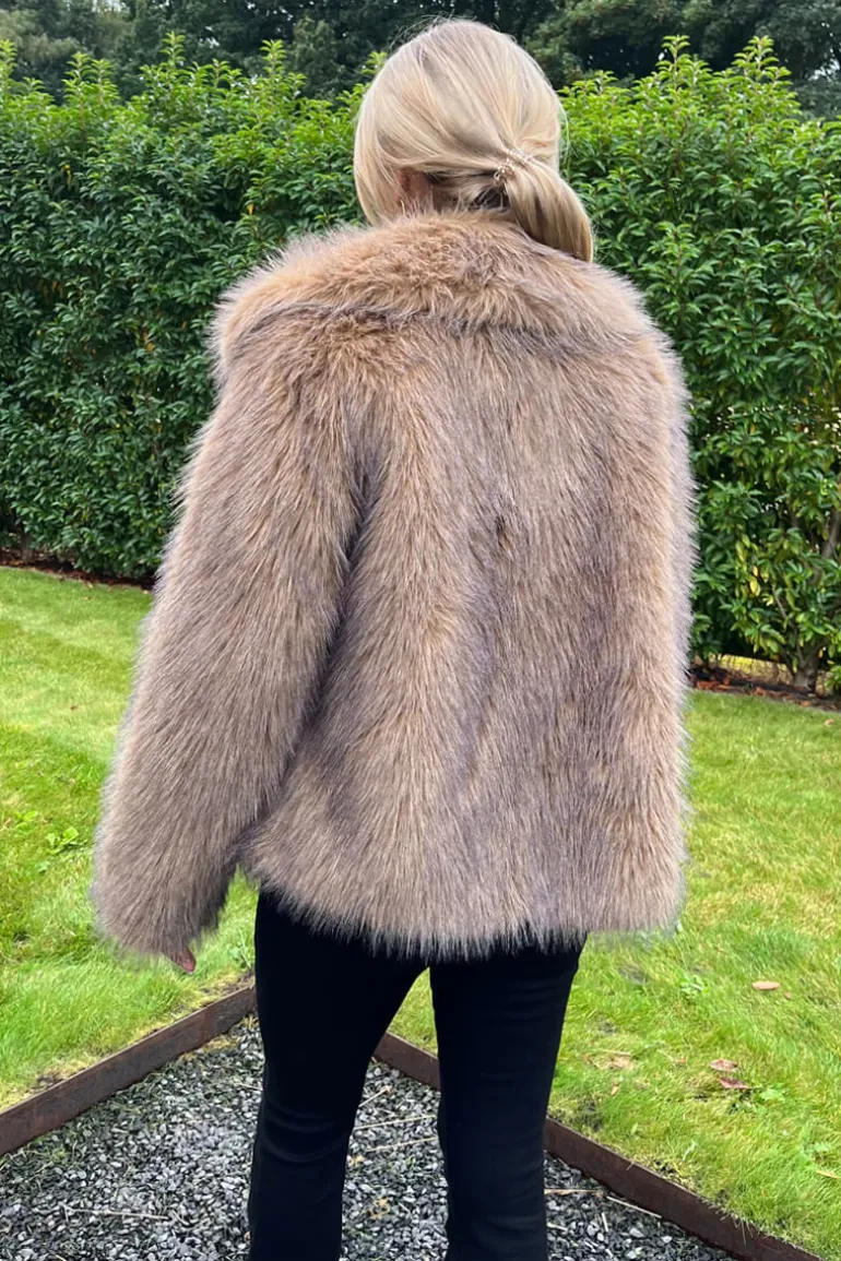 Brown Faux Fur Short Jacket