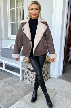Brown Faux Shearling Coat