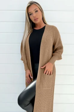 Camel Maxi Knitted Cardigan