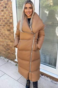 Camel Wrap Puffer Coat