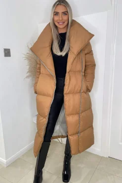 Camel Wrap Puffer Coat