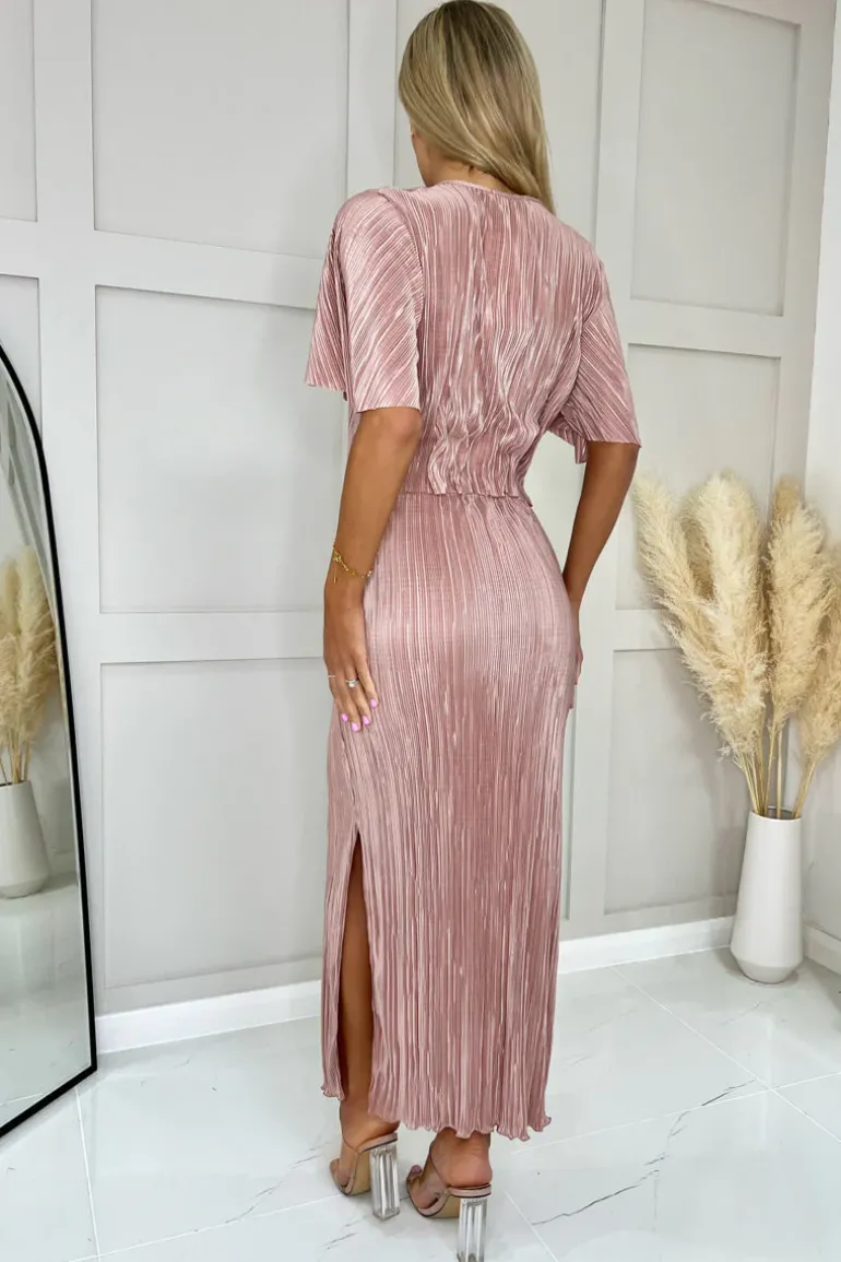 Champagne Plisse Maxi Skirt