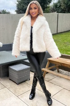 Cream Faux Fur Short Jacket