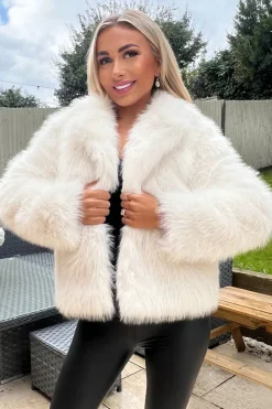 Cream Faux Fur Short Jacket