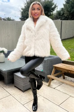 Cream Faux Fur Short Jacket