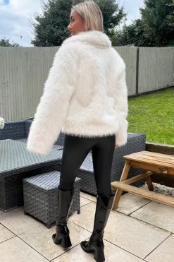 Cream Faux Fur Short Jacket